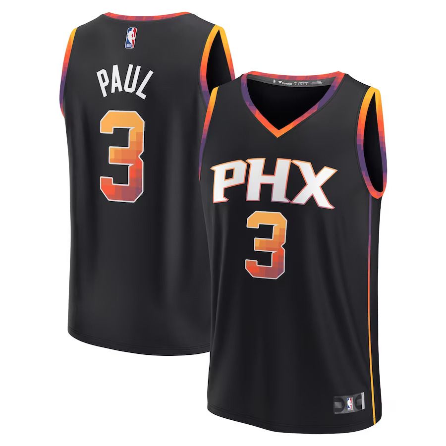 Men Phoenix Suns 3 Chris Paul Fanatics Branded Black 2022-23 Fast Break Player NBA Jersey